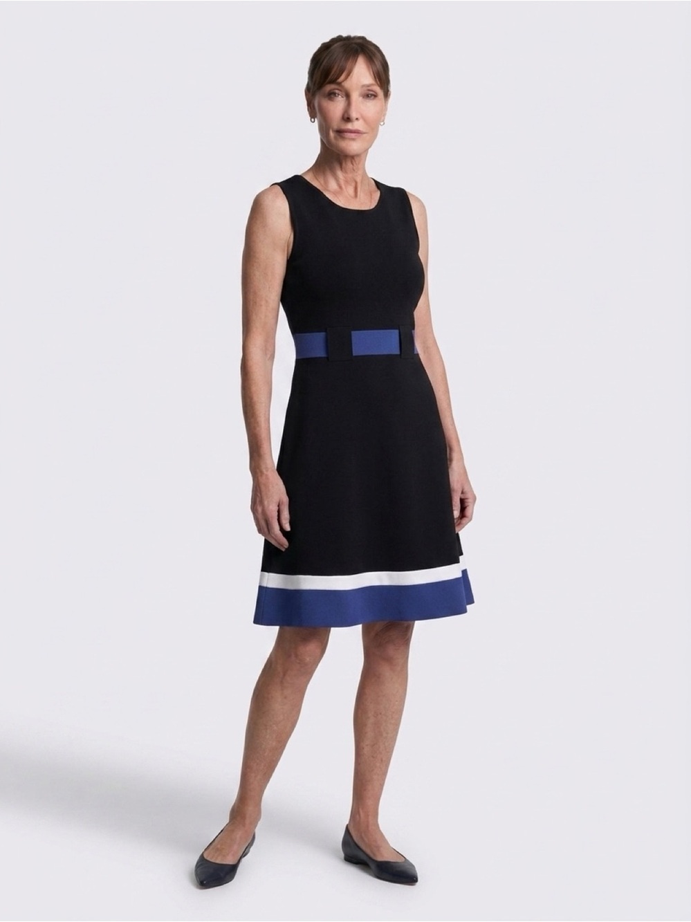 Enfocus Studio NWOT Blue White  Color Block Dress Size 8